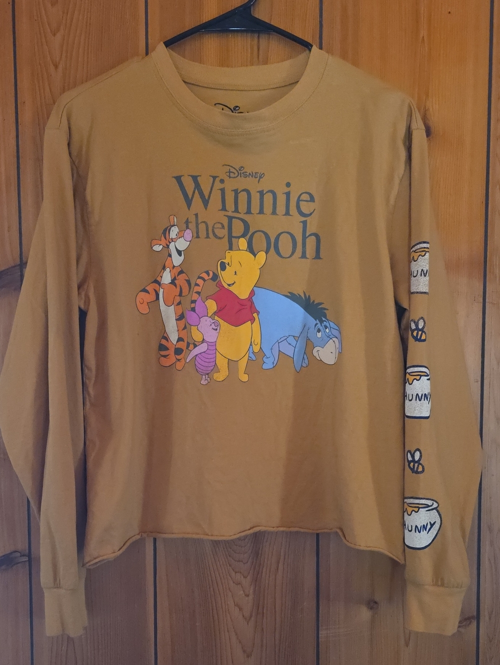 Disney Winnie the Pooh Crewneck Long Sleeve - Mustard with Character Print